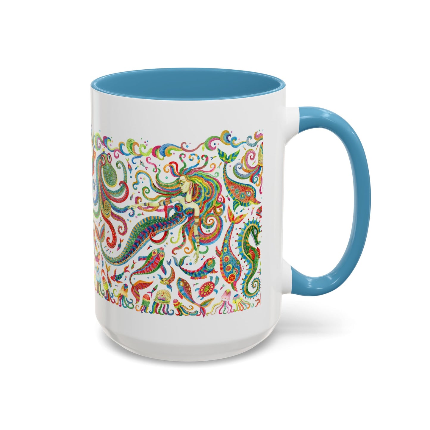 Accent Coffee Mug | Tropical-Inspired Drinkware / Colorful Mermaid Kingdom