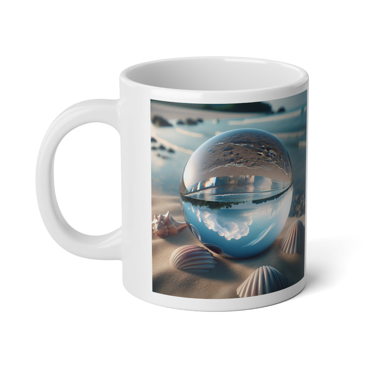 Jumbo Mug, 20oz, Beach Illusion Ball Seashells | Tropical Coffee Cup
