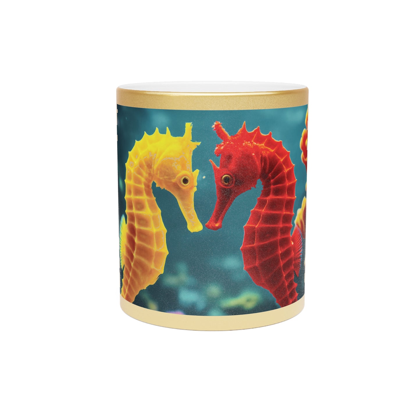 Tropical Metallic Mug — Seahorses in Love