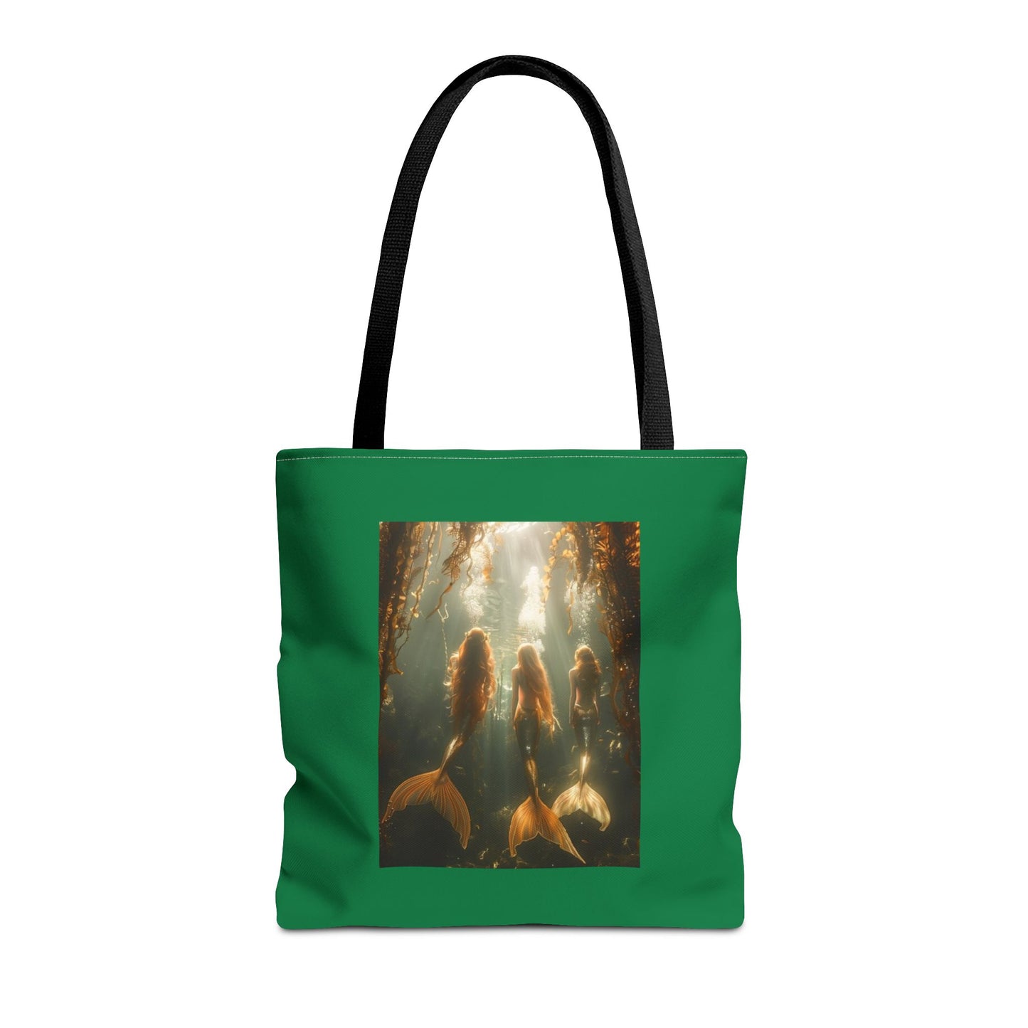 Three Mermaid Sisters, Dark Green Tote Bag - 3 Sizes