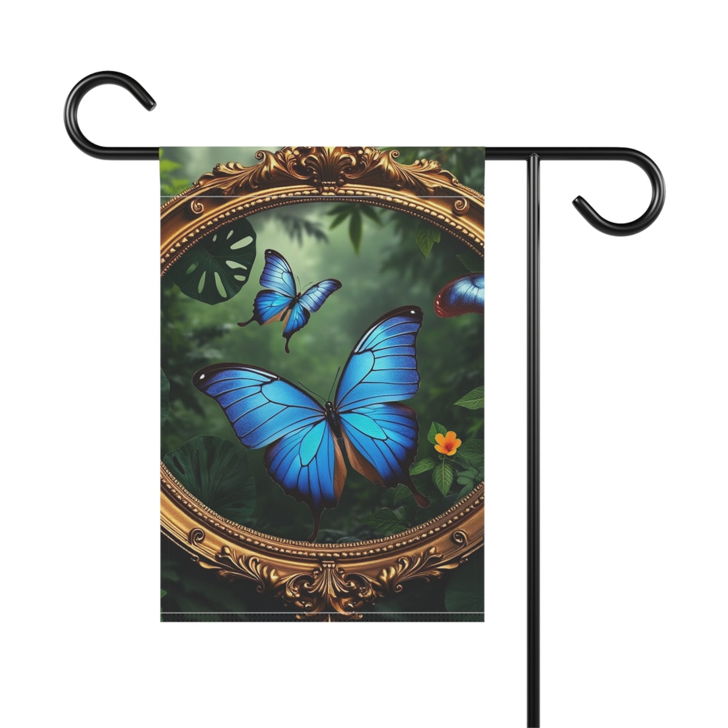Tropical Garden Flag - Perfect for Outdoor Decor / Framed Monarch Butterflies