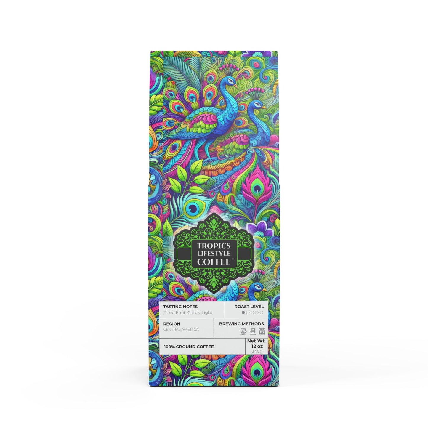 Beach Sunrise Blend™ (Light Roast) Specialty Grade Craft Coffee / Rainforest Peacocks Pop