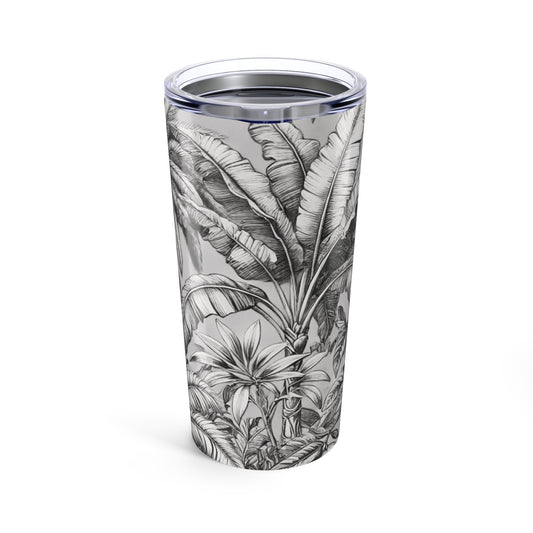 20oz Tropical Glossy Tumbler, Stainless Steel / Tropical Fruit, Newspaper