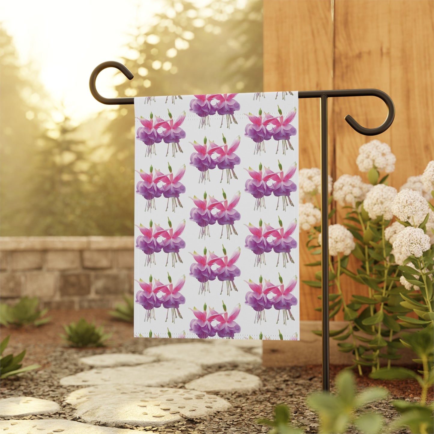 Tropical Garden Flag  - Perfect for Outdoor Decor / Floral Two Pink Fuchsias