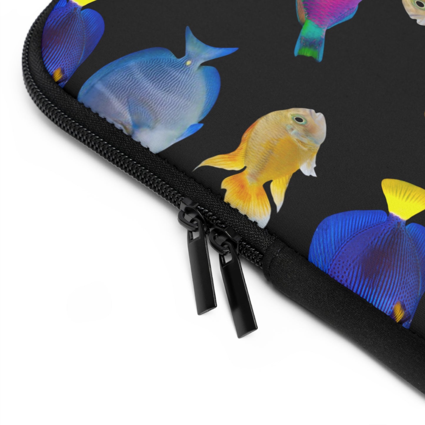 Tropical Laptop Sleeve, 5 Sizes - Perfect for Beach Lovers & Students / School of Fish, Black