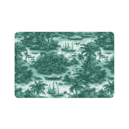 Pet Food Mat (12x18), Tropical Toile #1, Evergreen