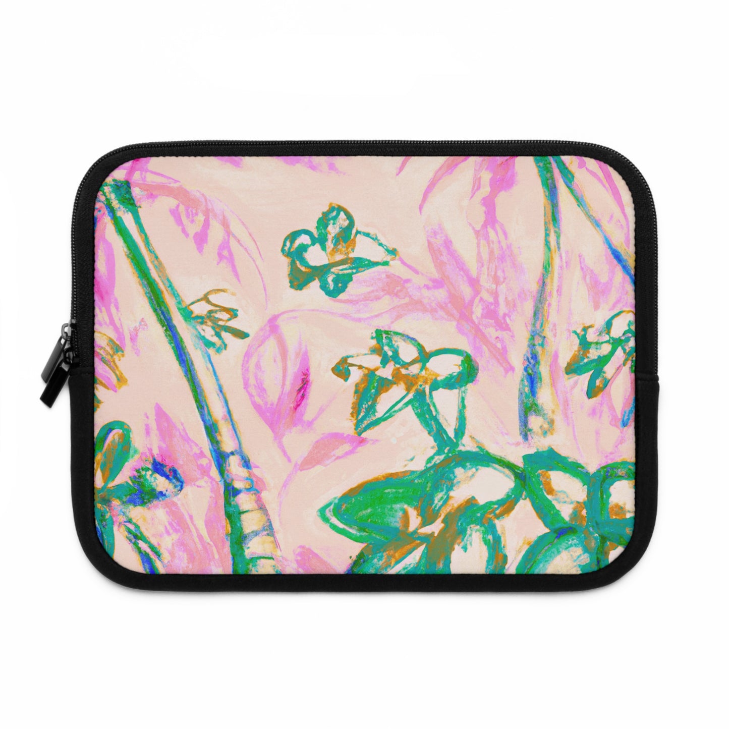 Tropical Laptop Sleeve, 5 Sizes - Perfect for Beach Lovers & Students / Tropical Doodles, Pink