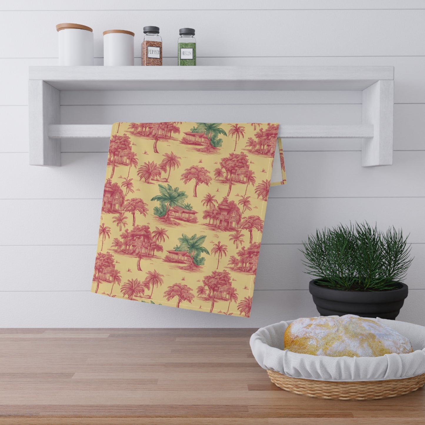 Tea Towels (cotton, poly) - MACRO Tropical Huts Toile