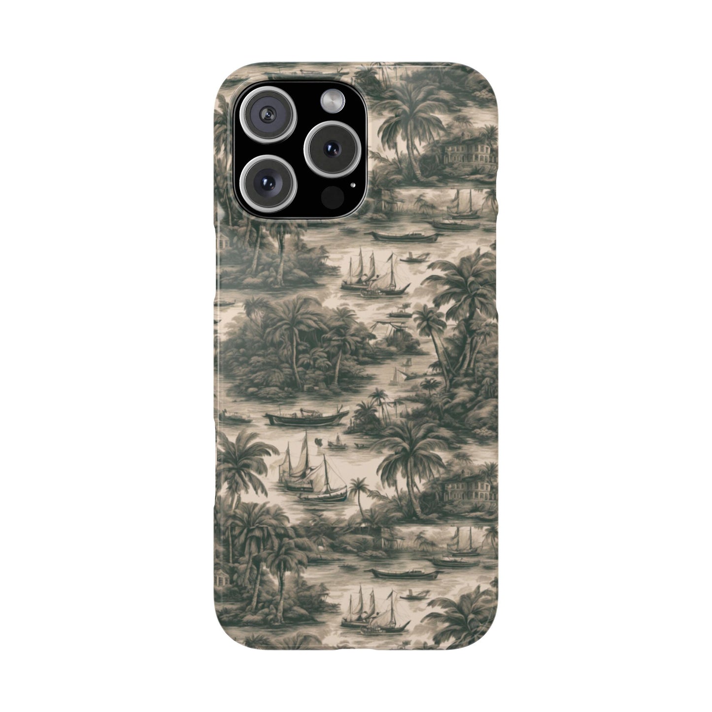 Slim Phone Cases - Tropical Toile #1, black