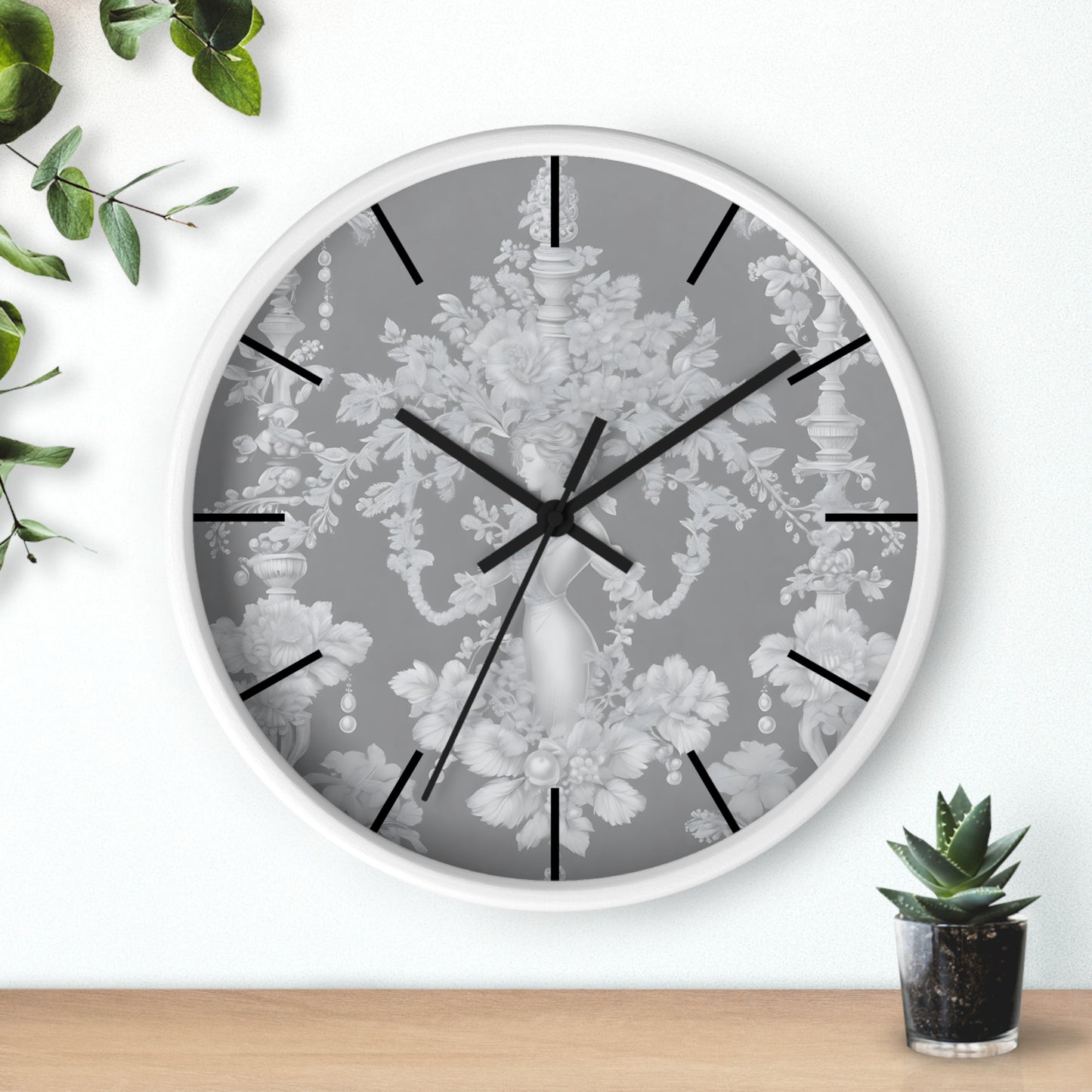 Wall Clock, Pearl Lady Toile / Slate, Hands/Base Variants