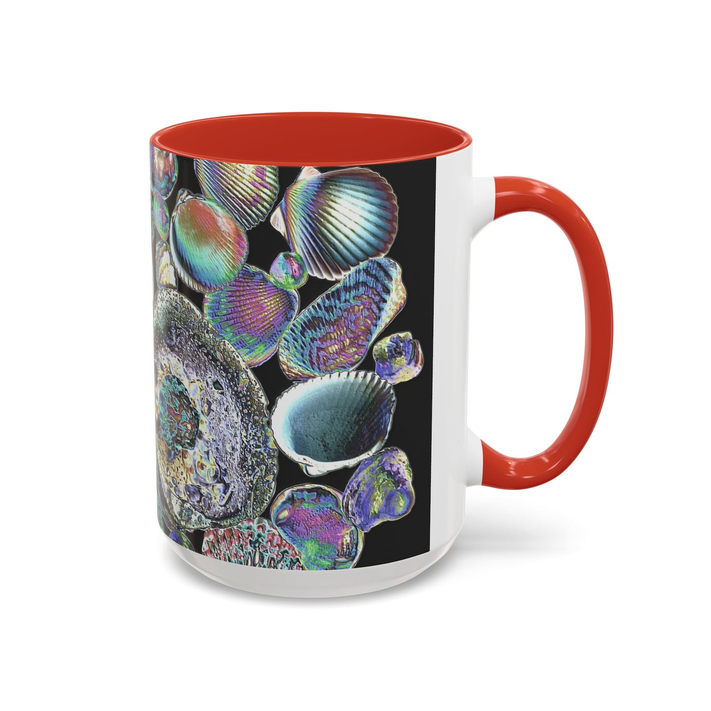 Iridescent Shells Accent Coffee Mug | Unique Sea-Inspired Drinkware / Heatwave Shell Collection