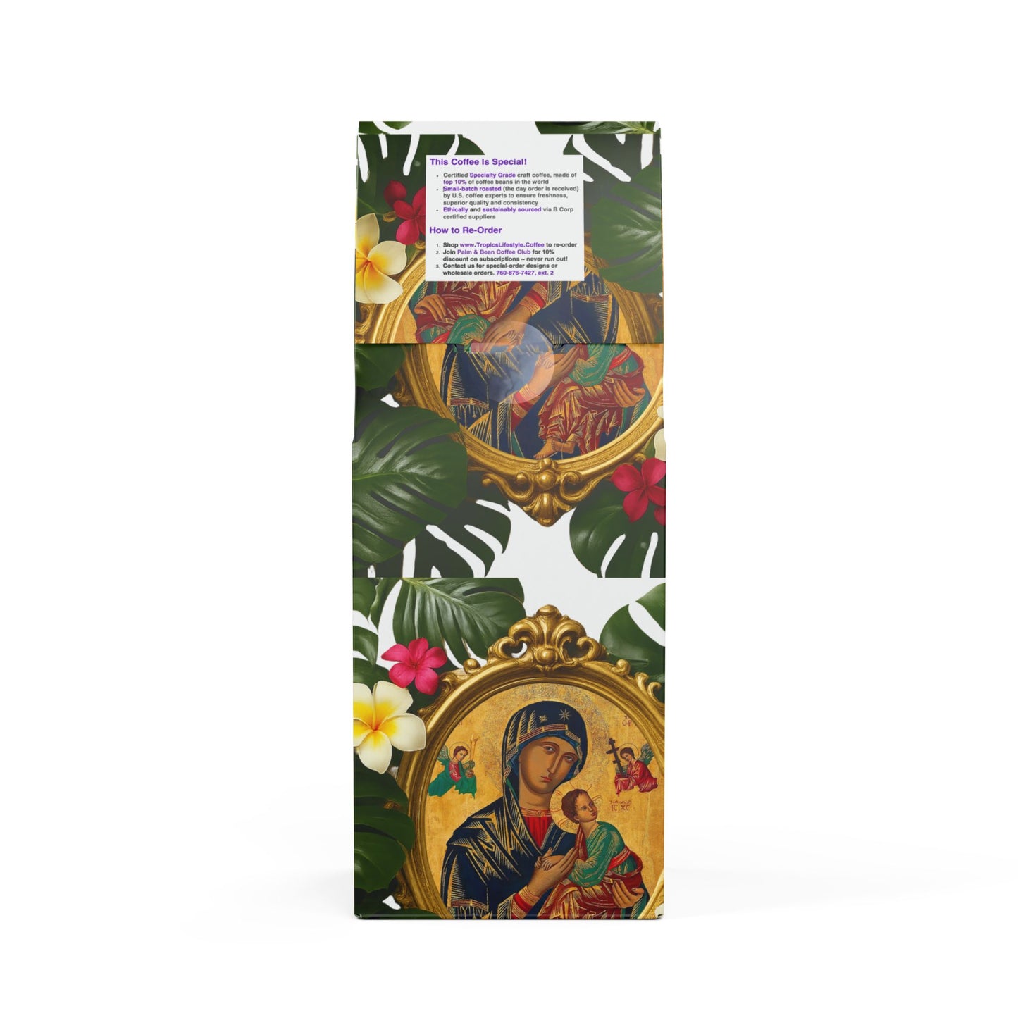 Cocoa Palms Blend™ (Medium-Dark Roast) Specialty Grade Craft Coffee, Religious / Our Lady of Perpetual Help