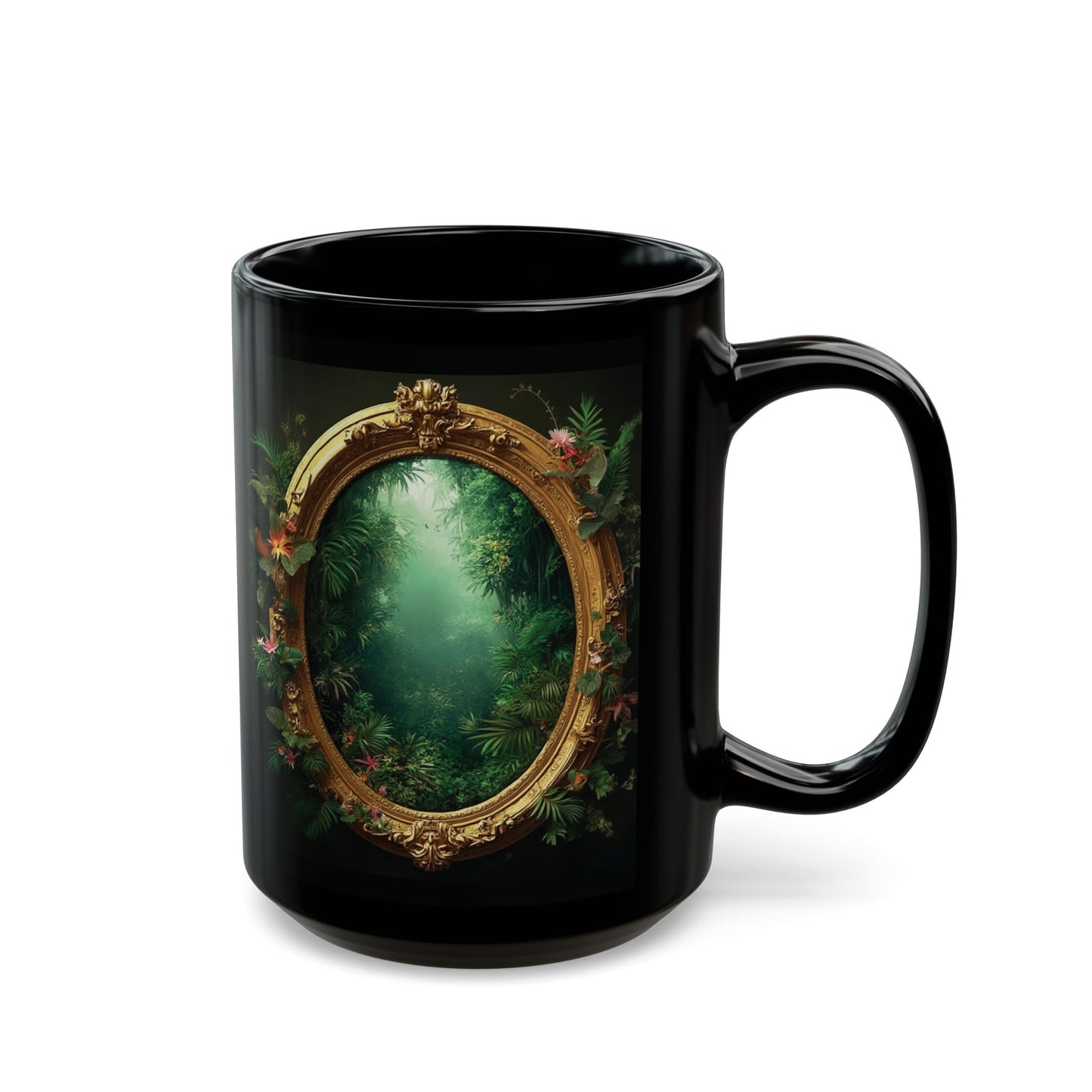 Black Coffee Mug - Golden Portal to Paradise