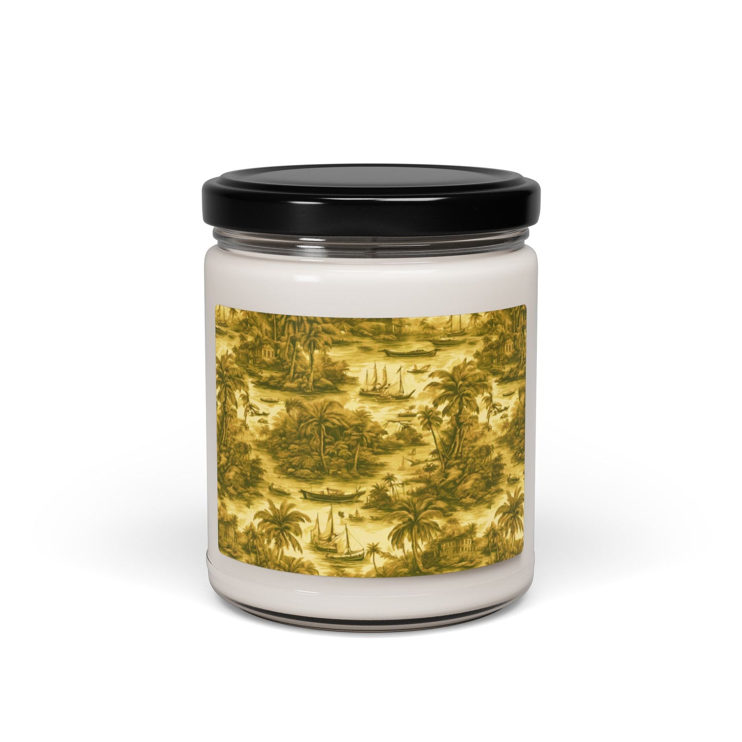 Scented Soy Candle, 9oz - Tropical Toile #1, gold