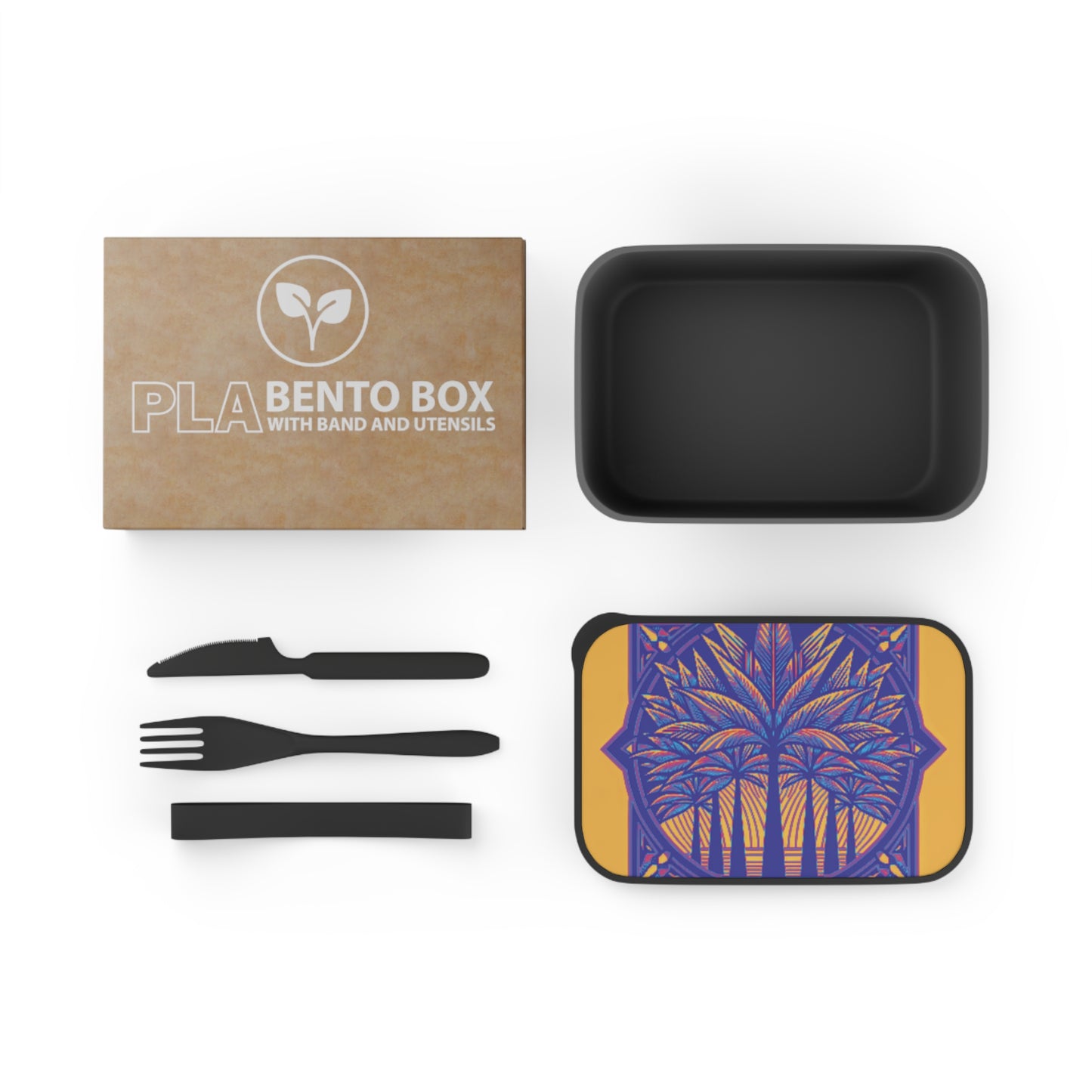 Bento Box with Utensils - Art Deco Palm #6