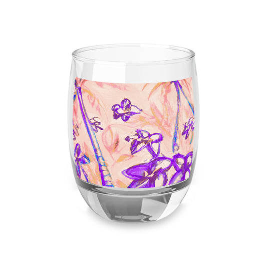 Whiskey Glass, Tropical Doodles/Peach