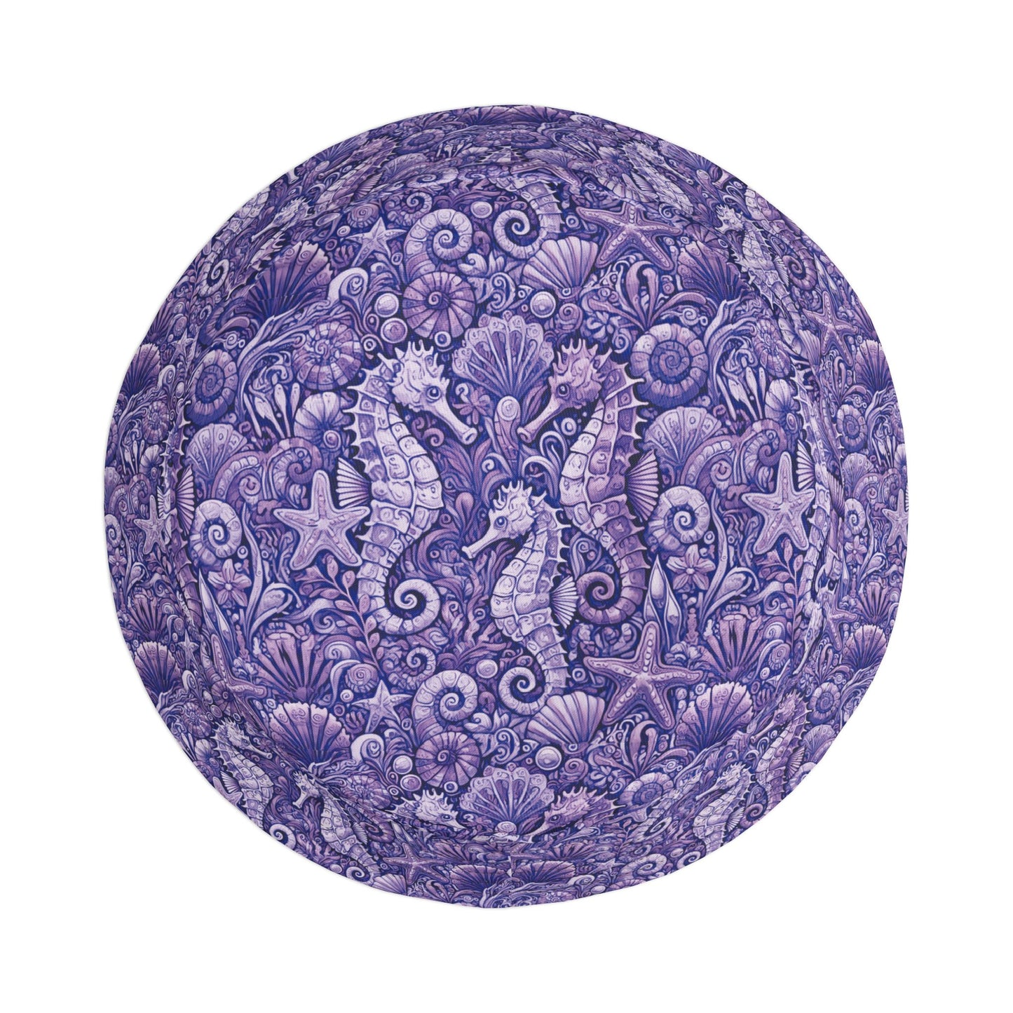 Tropical Polyester Bucket Hat, 2 Sizes - Seahorses Amethyst
