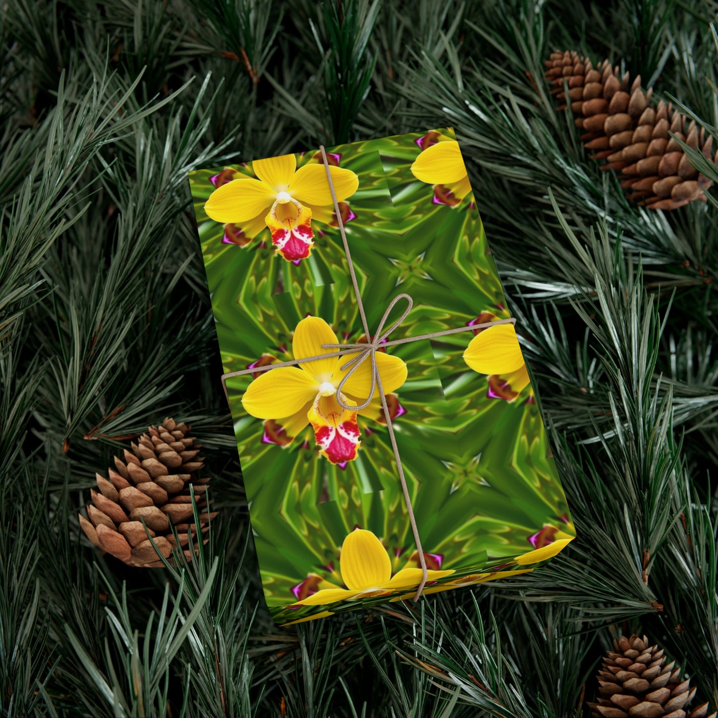 Gift Wrap Papers, Yellow Orchid Kaleidoscope