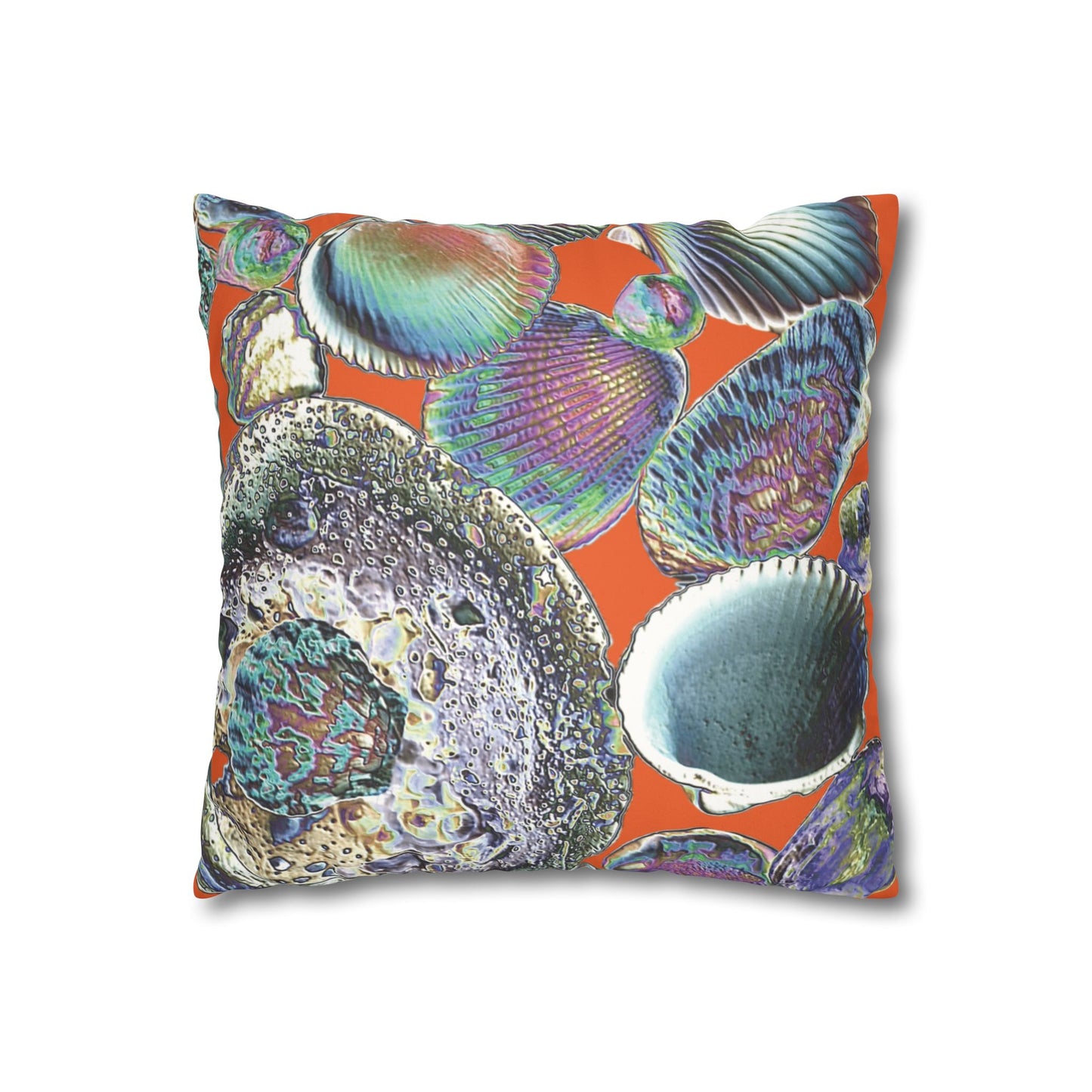 Faux Suede Square Pillowcase - Heatwave Seashell Collection, Orange