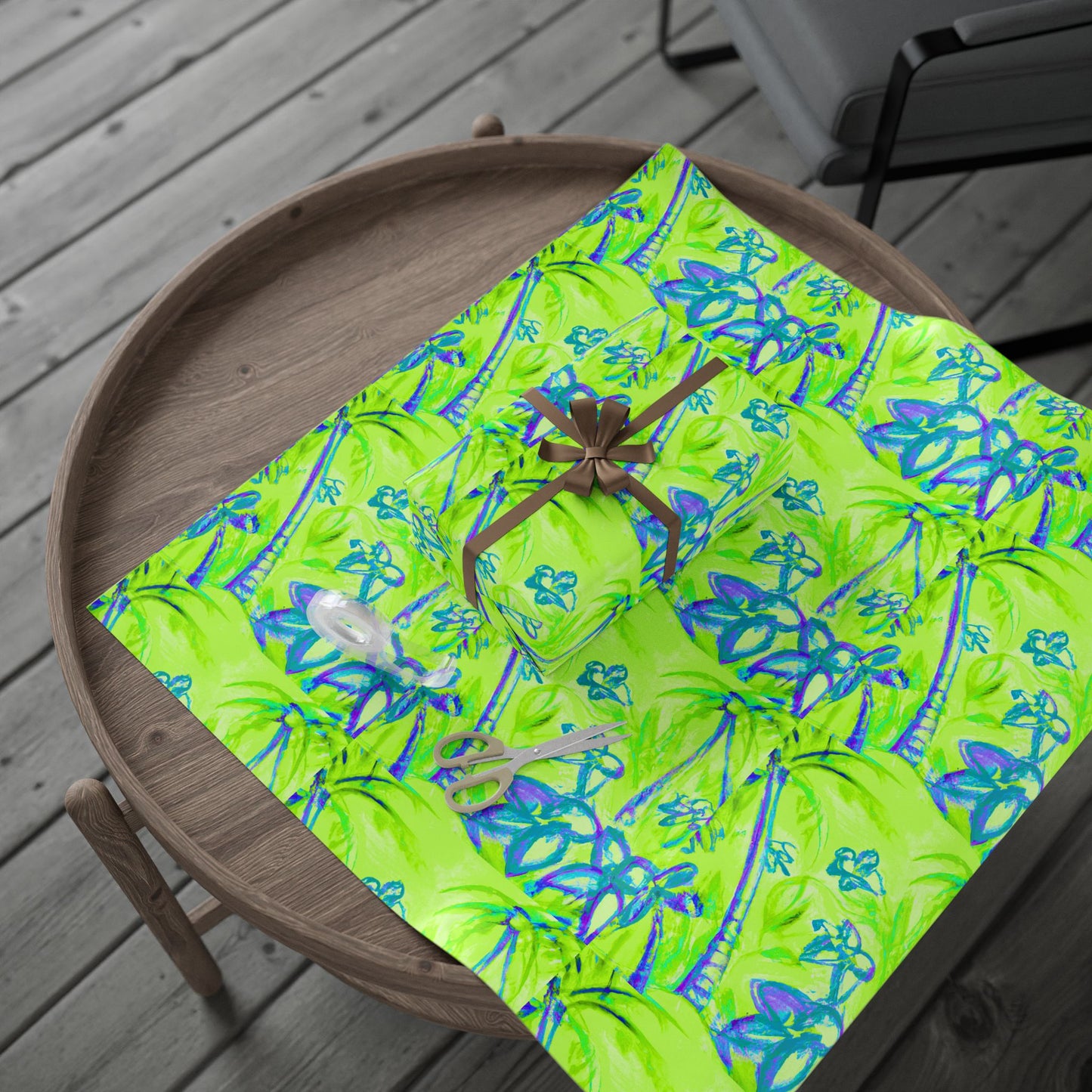 Wrapping Paper - Tropical Gift Wrap for All Occasions, 3 Sizes/2 Finishes / Tropical Doodles, Lime