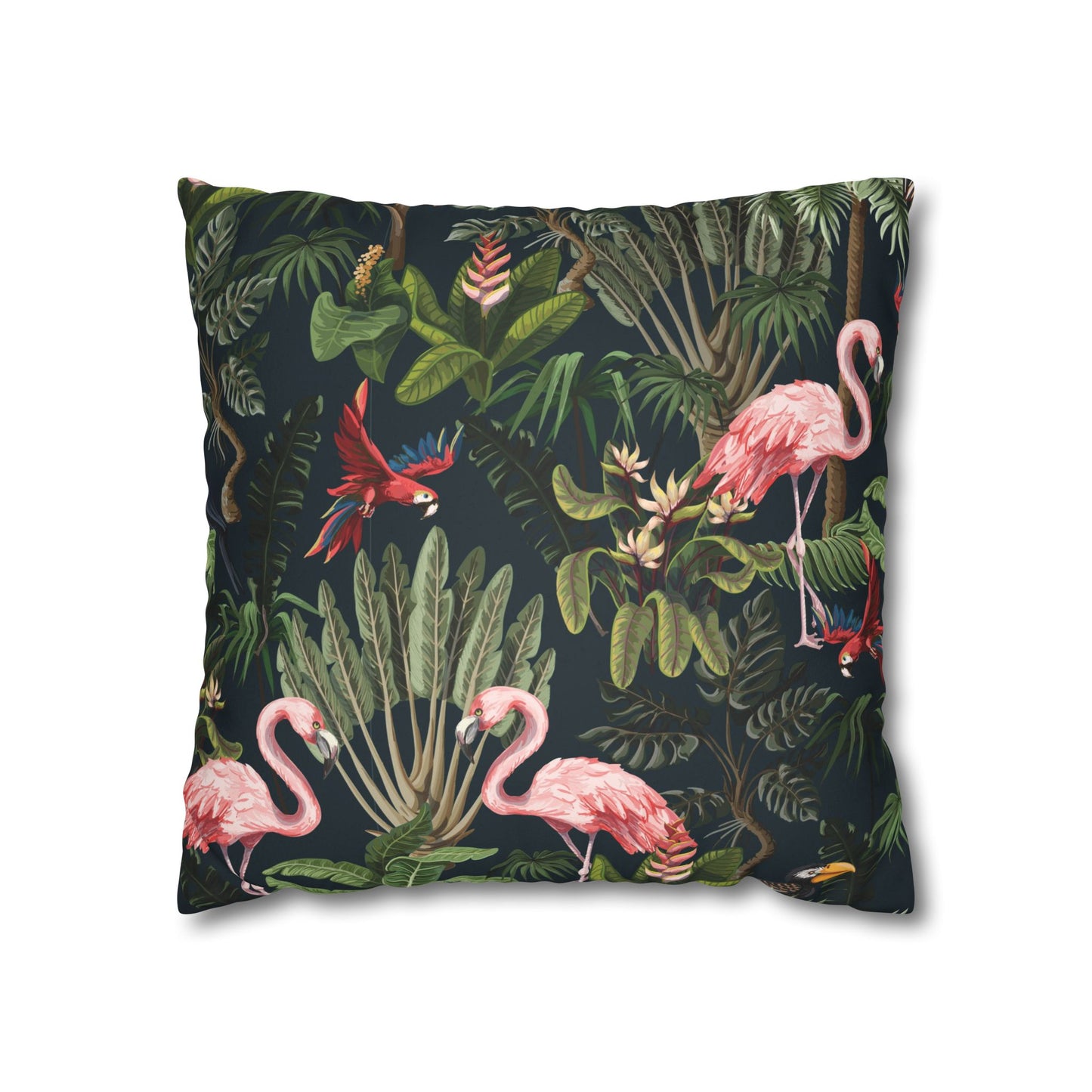 Faux Suede Square Pillowcase - Midnight Rainforest Party