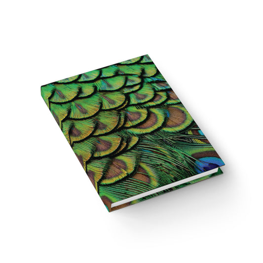 Brilliant Green Peacock Feathers Journal - 5" x 7"