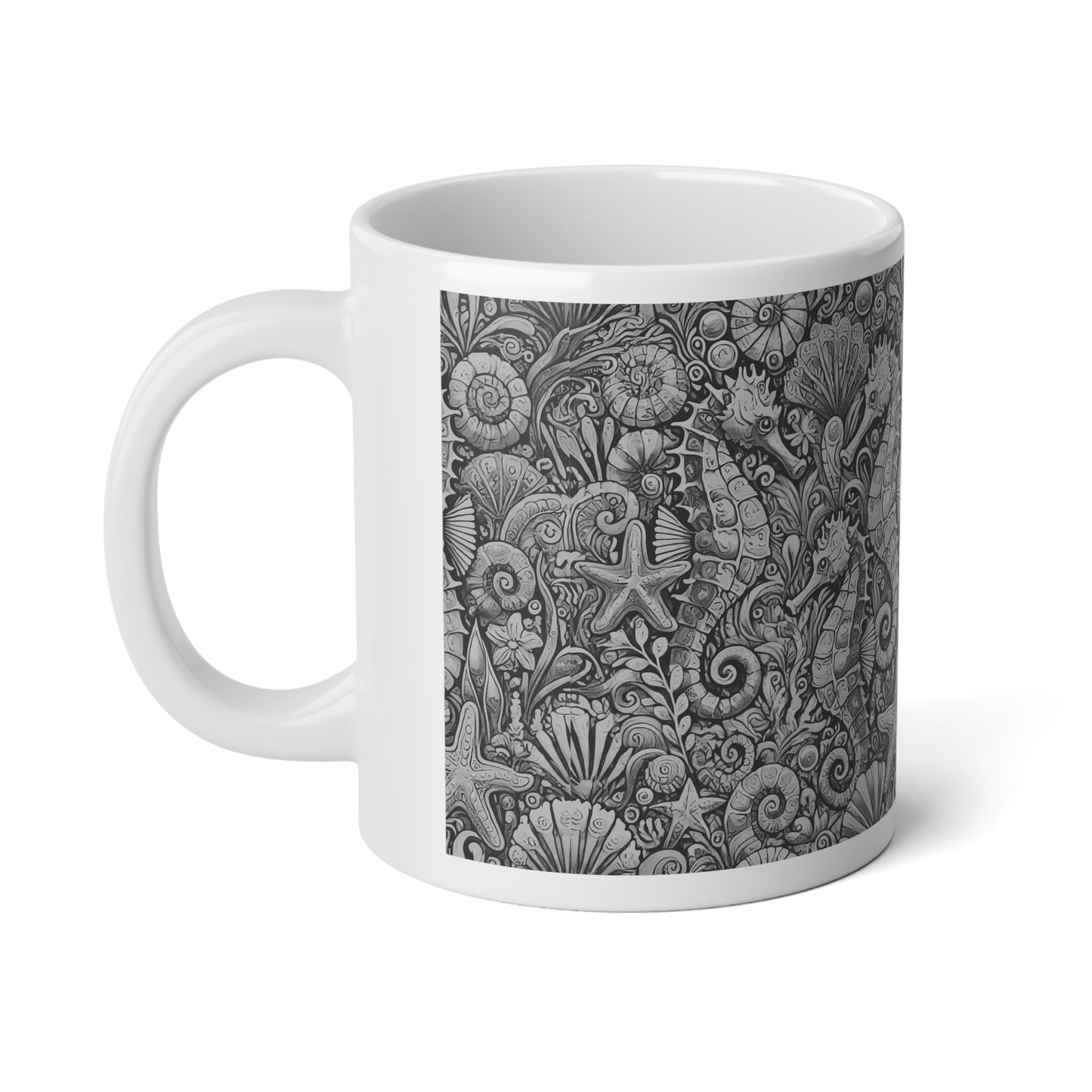 Jumbo Mug, 20oz, Seahorse Noir | Tropical Coffee Cup