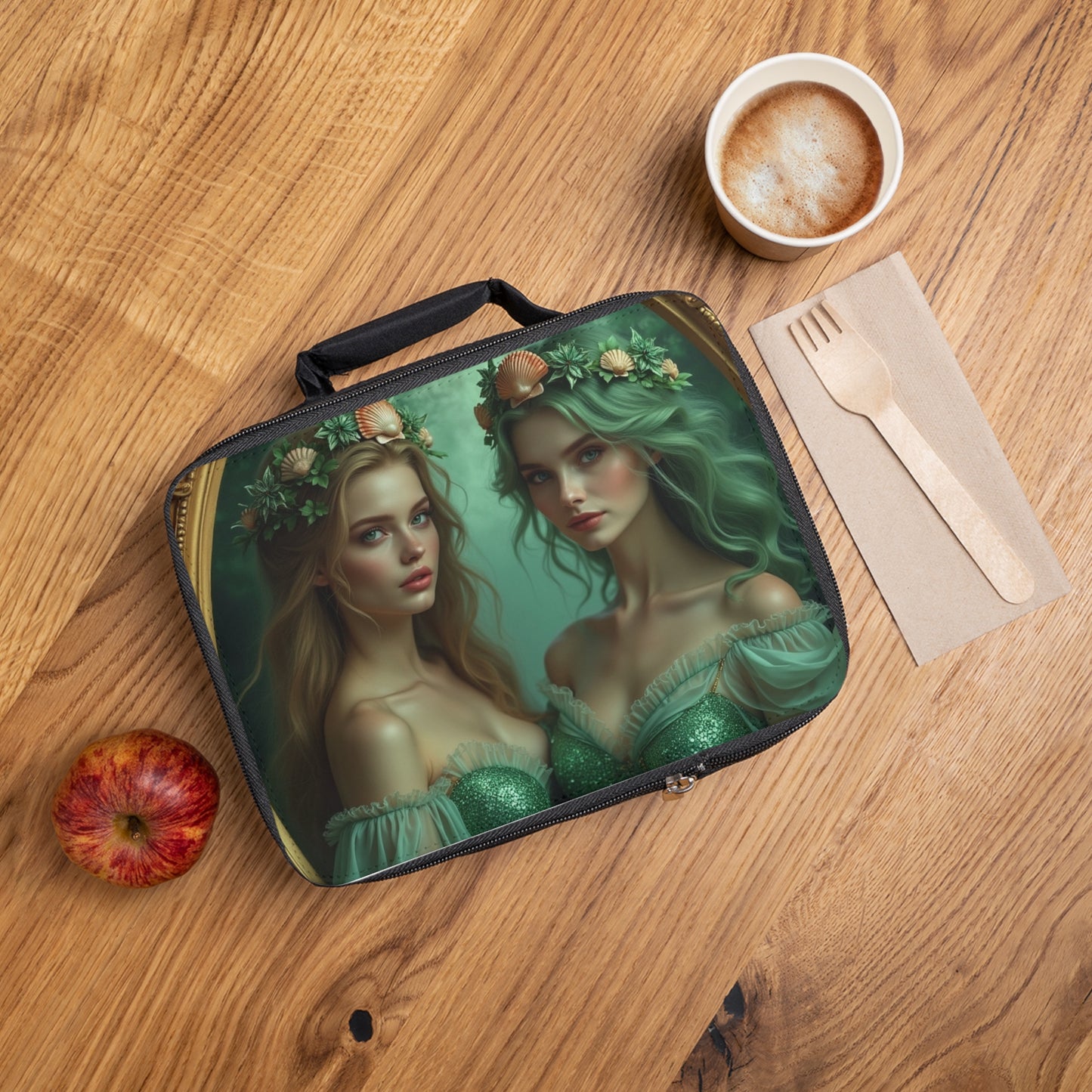 Mermaid Princesses Lunch Bag - Eco-Friendly Insulated Tote, Adult and Child Lunchbox / Perfect for Picnics, Beach Outings