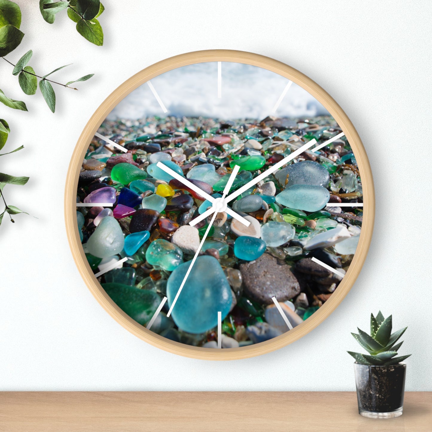 Beach Glass Photo Wall Clock - Perfect for Ocean Lovers