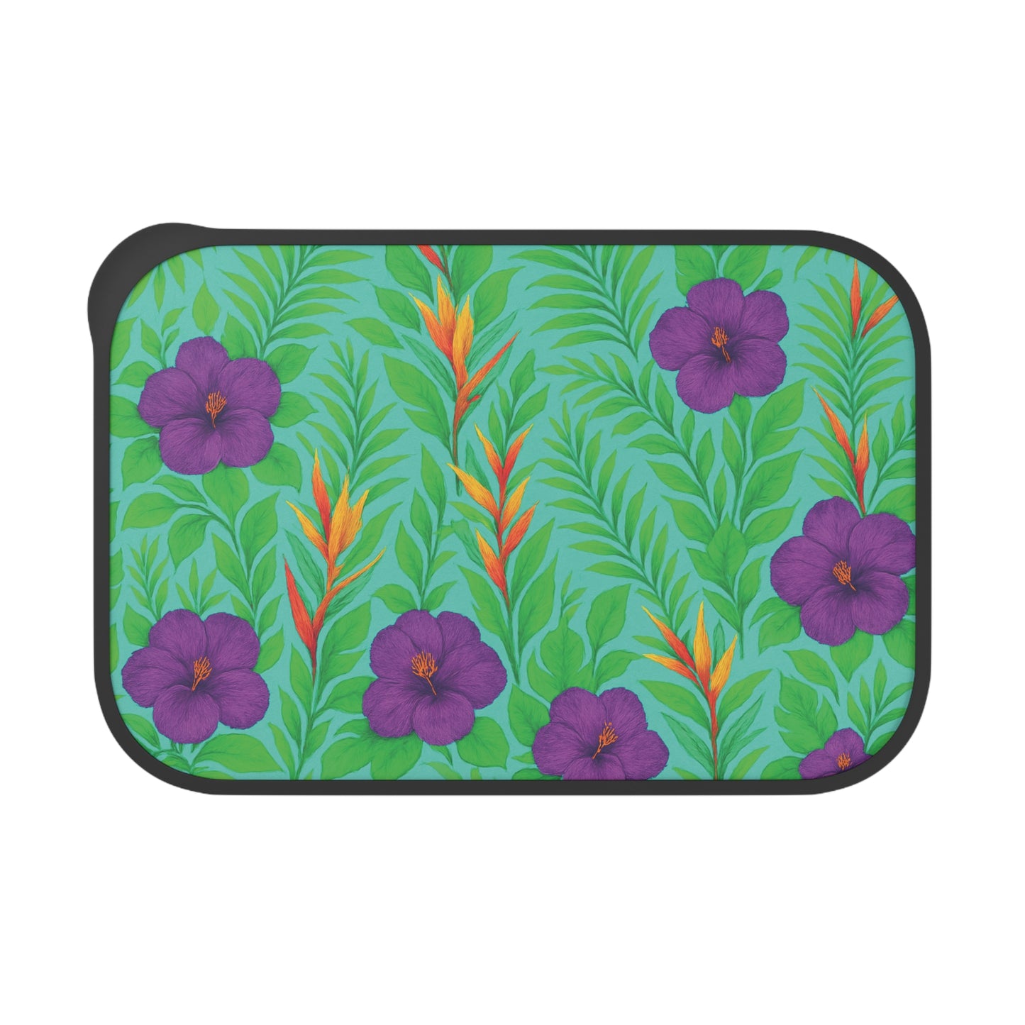 Bento Box with Utensils - Midnight Flower Green