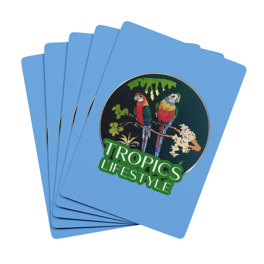Poker-Sized Playing Cards - Two Brazilian Parrots, light blue