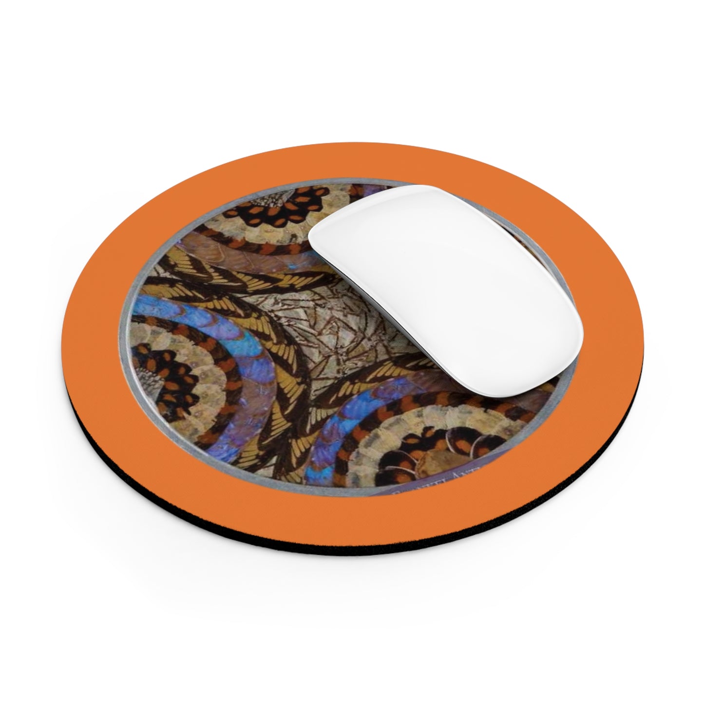 Tropical Mouse Pad, 2 Shapes - Beach Vibes for Home Office & Gamer / Real Butterfly Wing Art, Crusta Lt. Orange