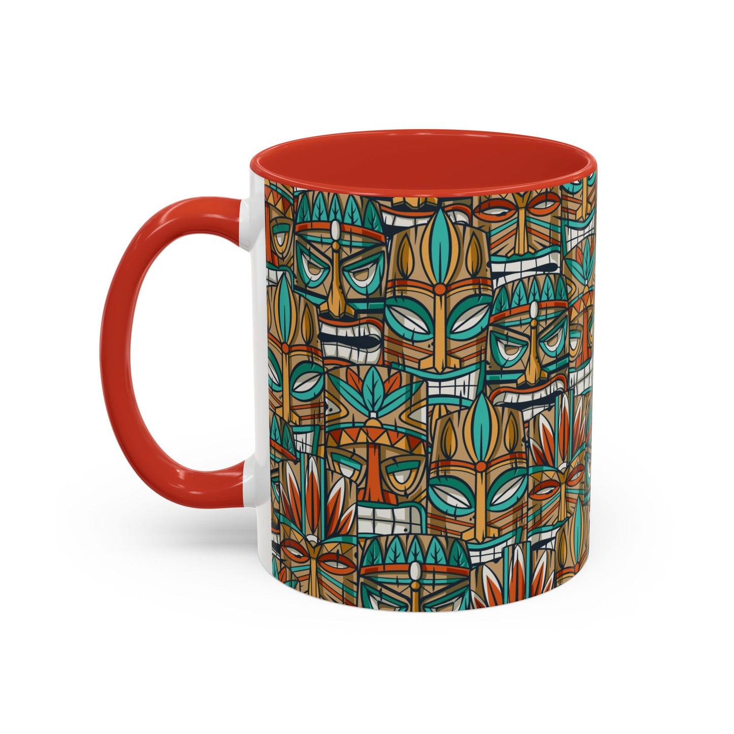 Accent Coffee Mug (11, 15oz), 8 Colors - Turquoise Tiki Party