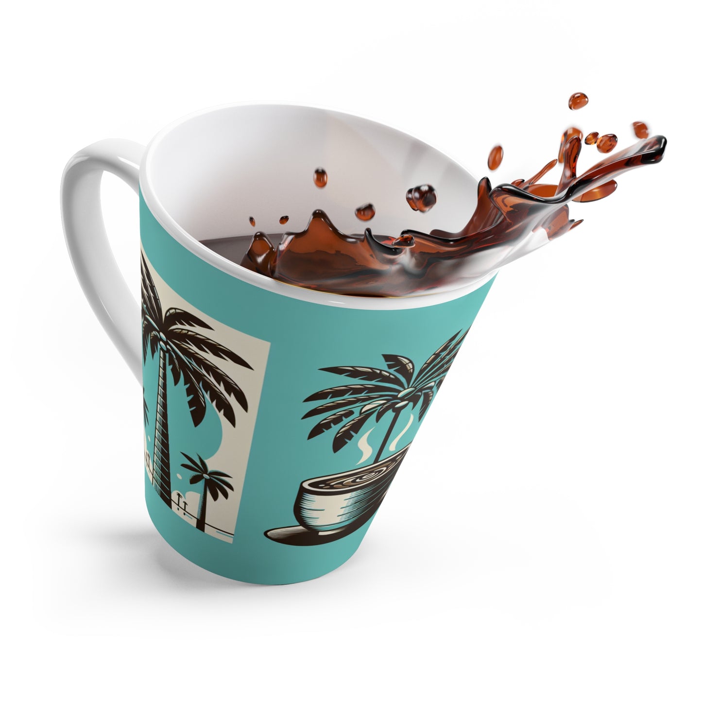Latte White Mug - First I Drink the Coffee, Aqua
