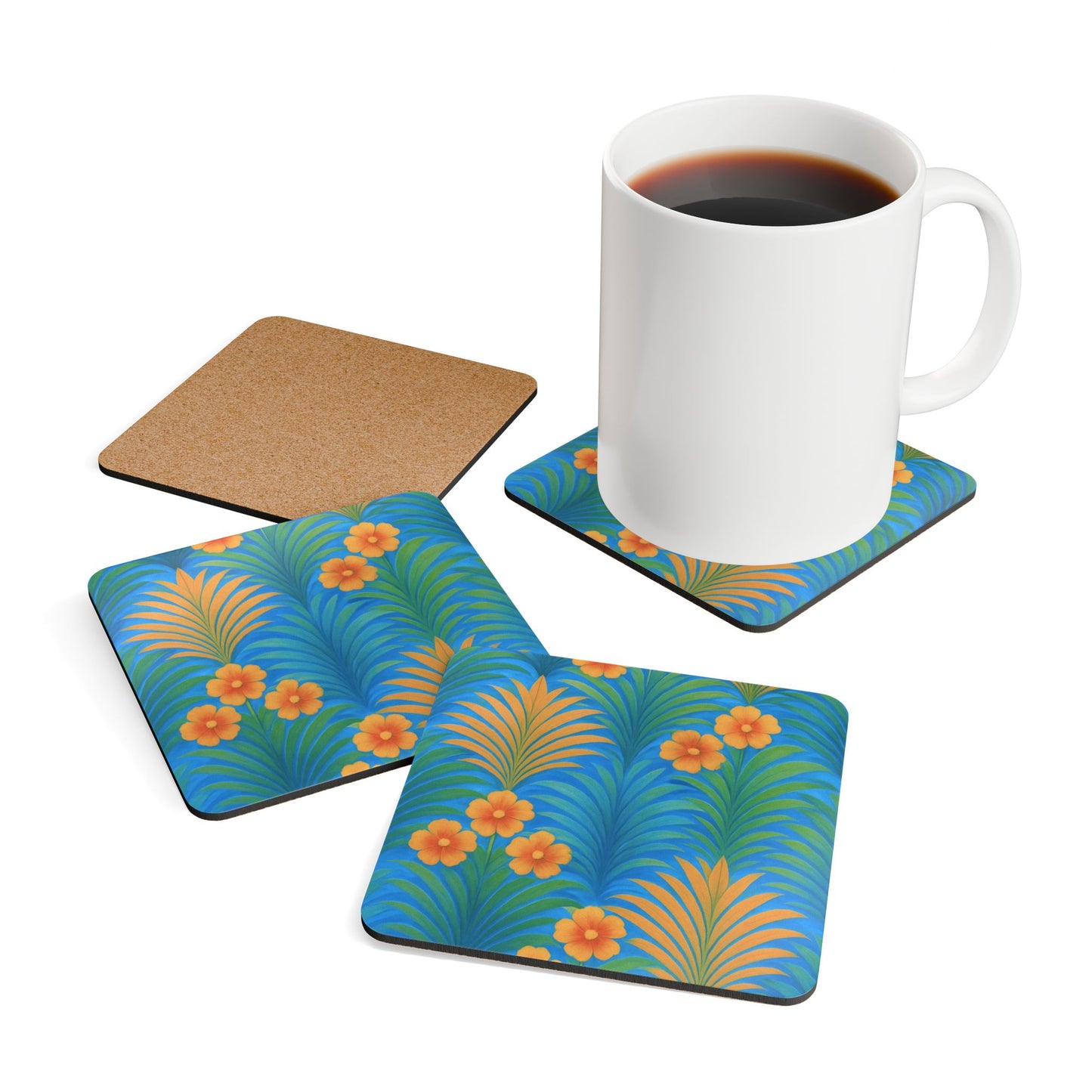Coaster Set - Sunrise Palms/Blue