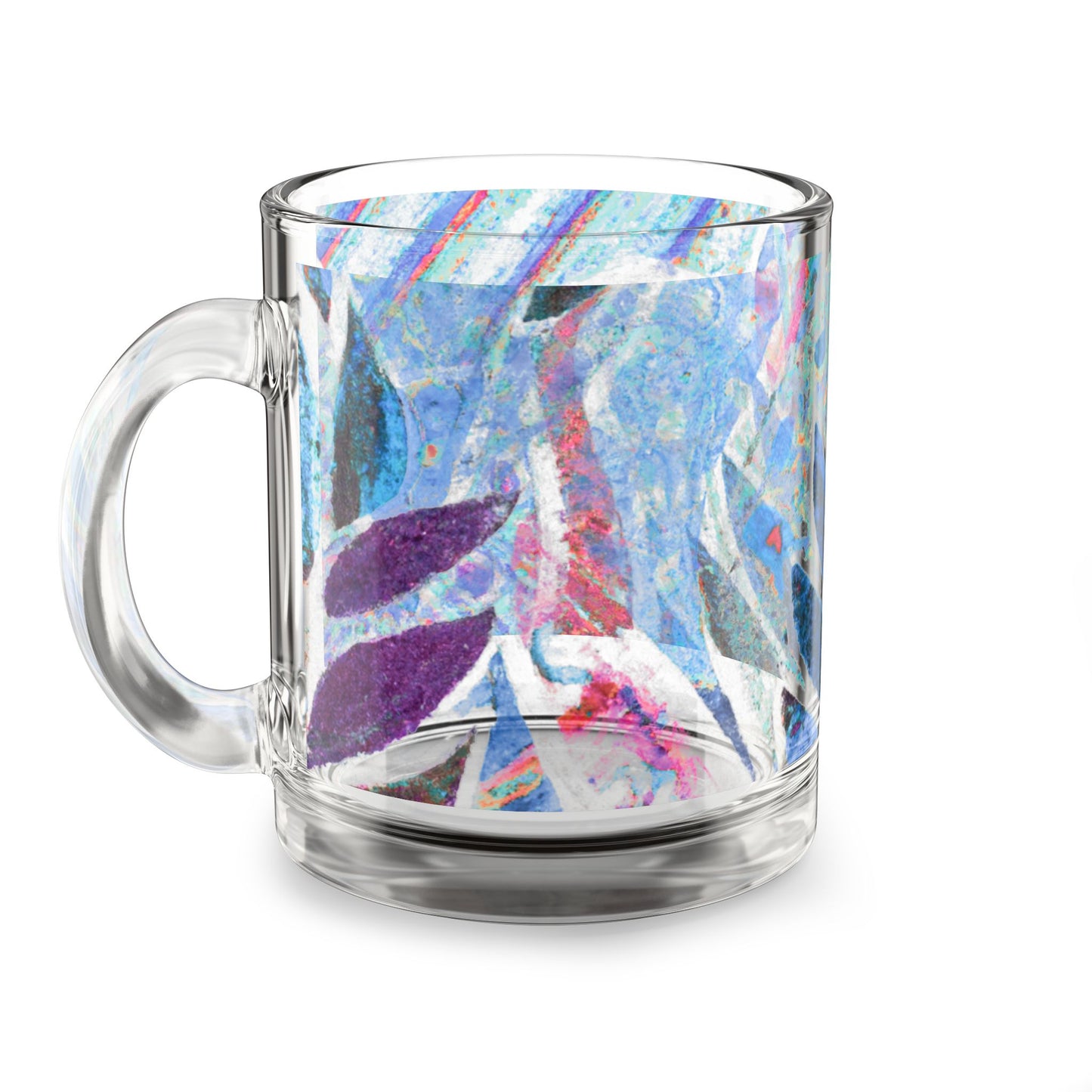 Tropical Glass Mug - 10oz Coffee Cup / Amazon Whimsy, Blue