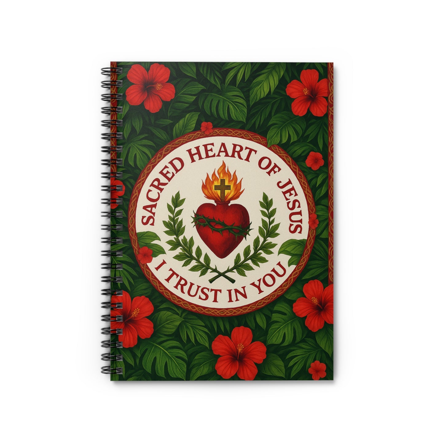 Religious Tropical Vibes Spiral Notebook - Ruled Line for Creative Souls / Sacred Heart of Jesus