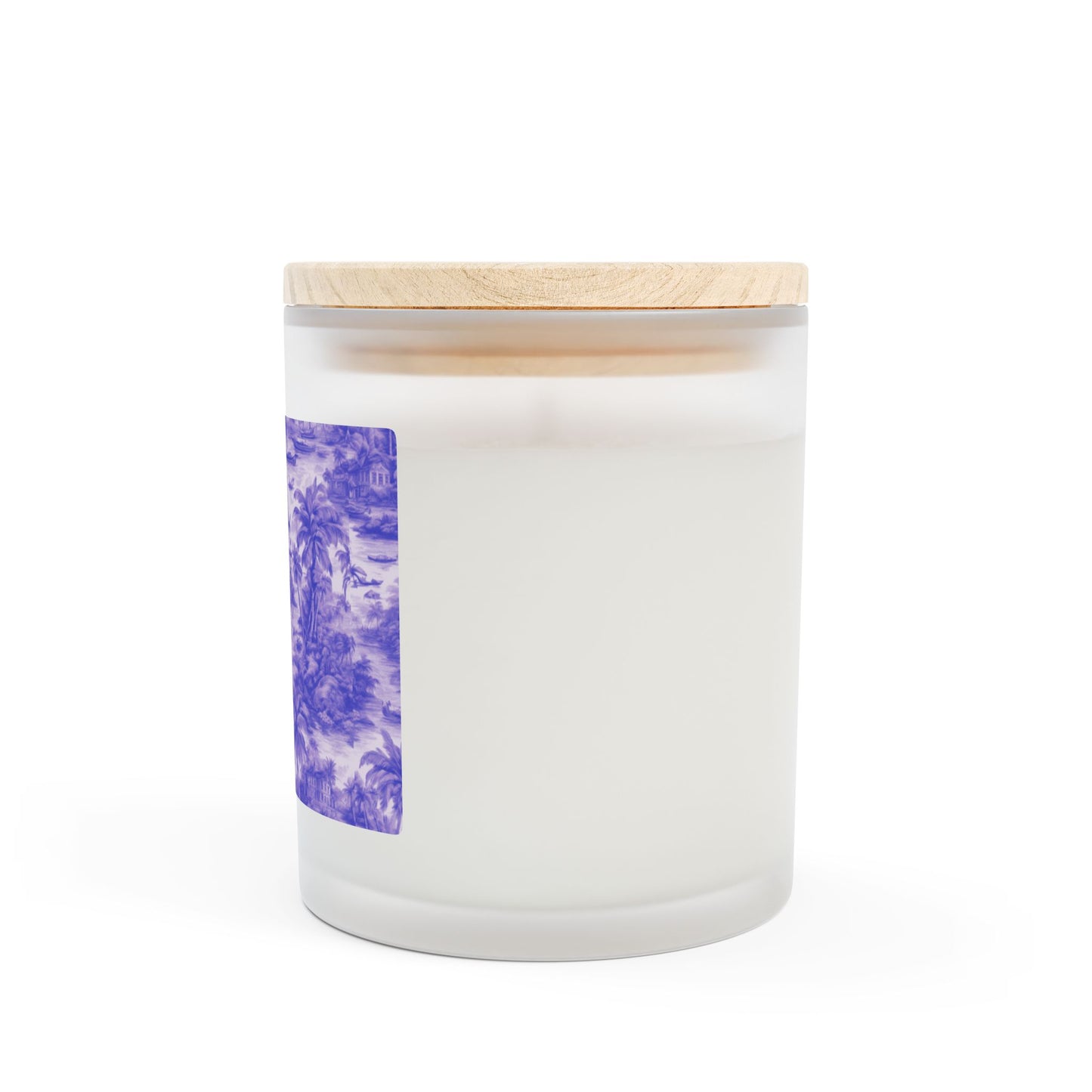 Frosted Glass Candle, 11oz - Tropical Toile #1, Purple