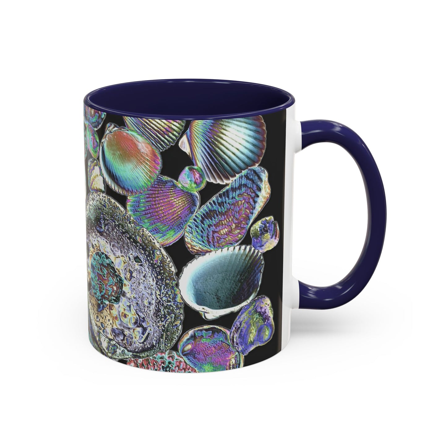 Iridescent Shells Accent Coffee Mug | Unique Sea-Inspired Drinkware / Heatwave Shell Collection