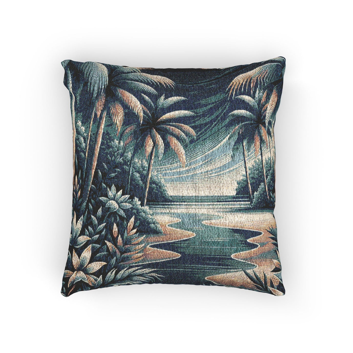 Woven Pillow, 17"W x 18"L - Beach Blues