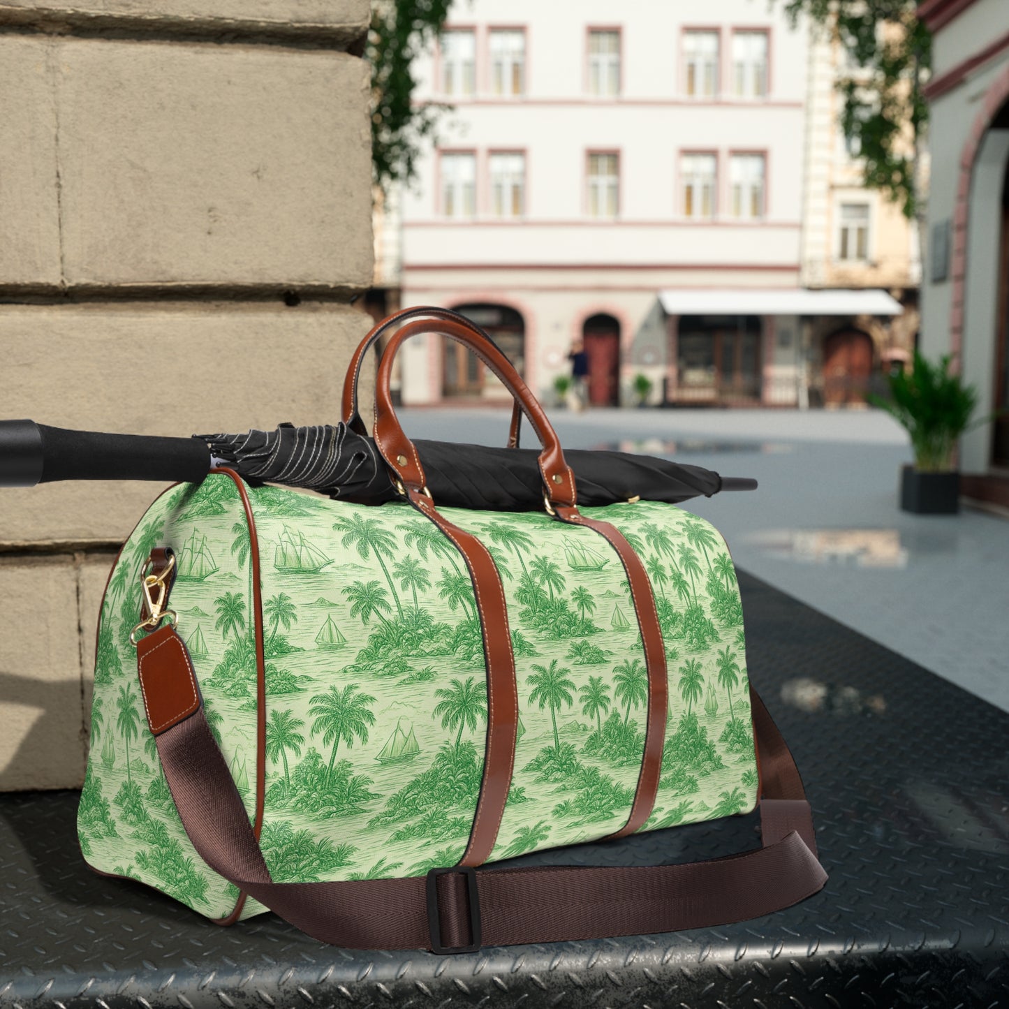 Tropical Waterproof Travel Bag - Perfect for Beach Getaways / Faraway Toile, Green