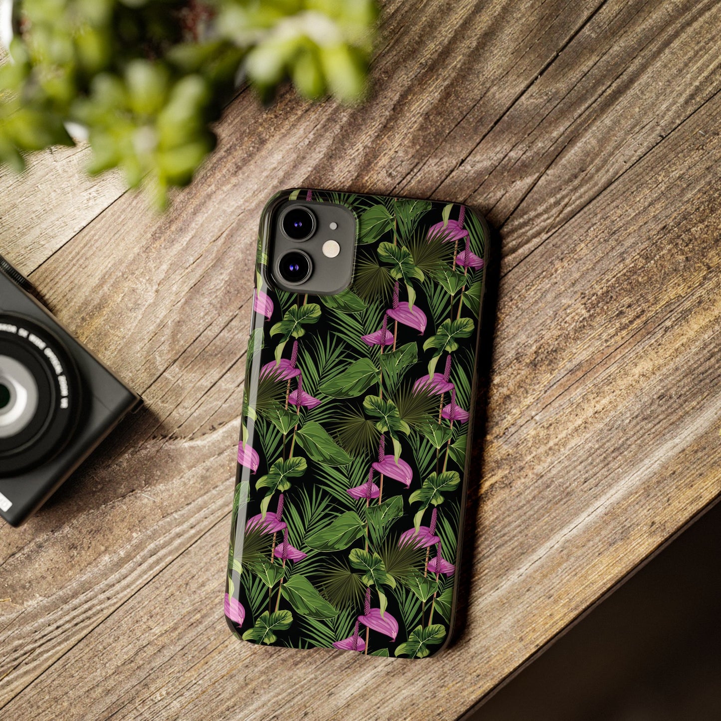 Slim Phone Cases - Anthurium and Palm