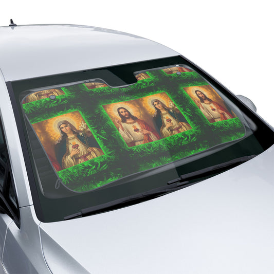 Tropical Glow Car Sun Shades / Jesus and Mary Sacred Hearts, Religious