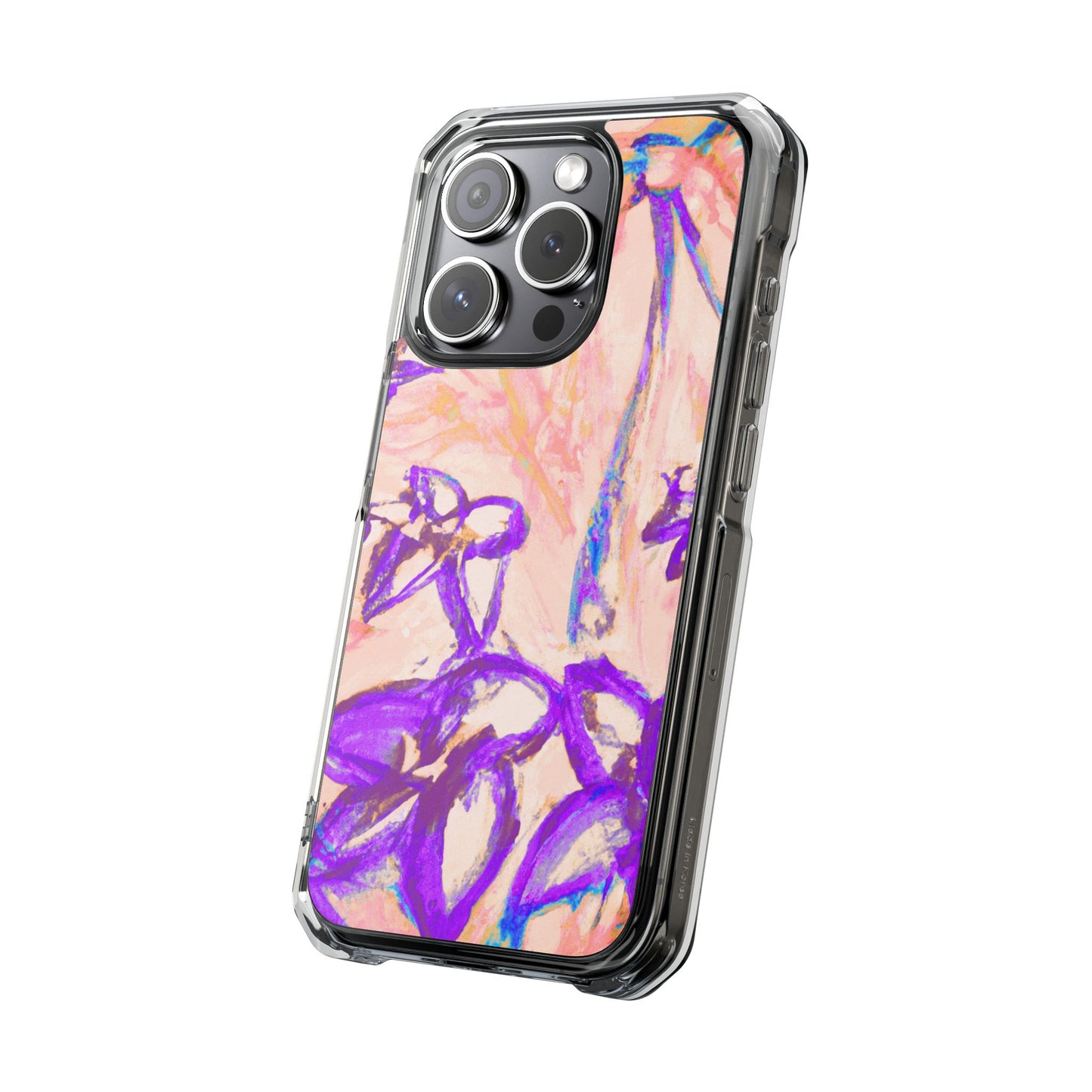 Tropical Doodles/Peach Magnetic Clear Phone Case, Many Models