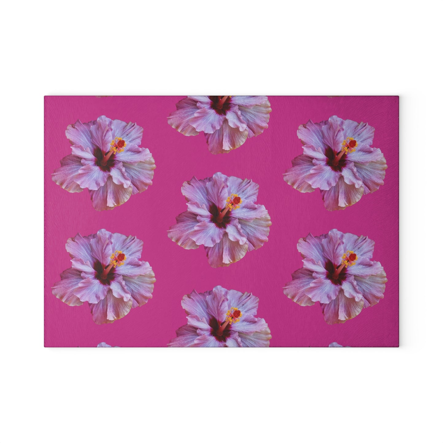 Glass Cutting Board, 2 sizes - Real Purple Hibiscus/Pink