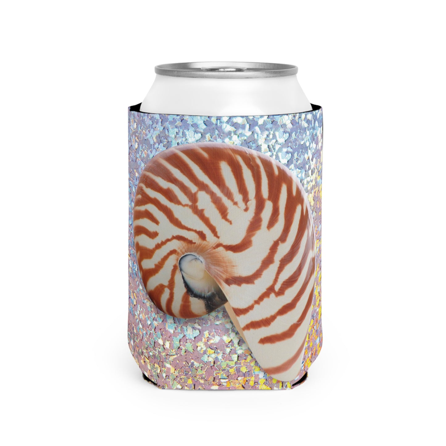 Disco Tiger Stripe Nautilus Shell Can Cooler Sleeve - Perfect for Outdoor Picnics