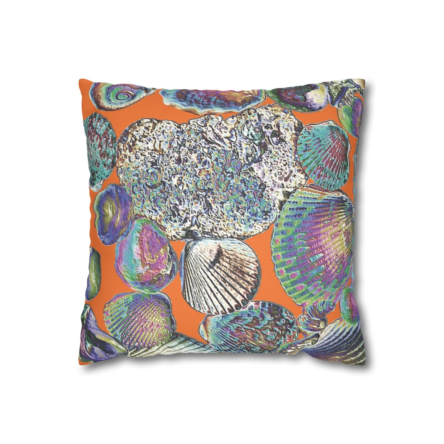 Faux Suede Square Pillowcase - Heatwave Seashell Collection, Crusta Lt. Orange