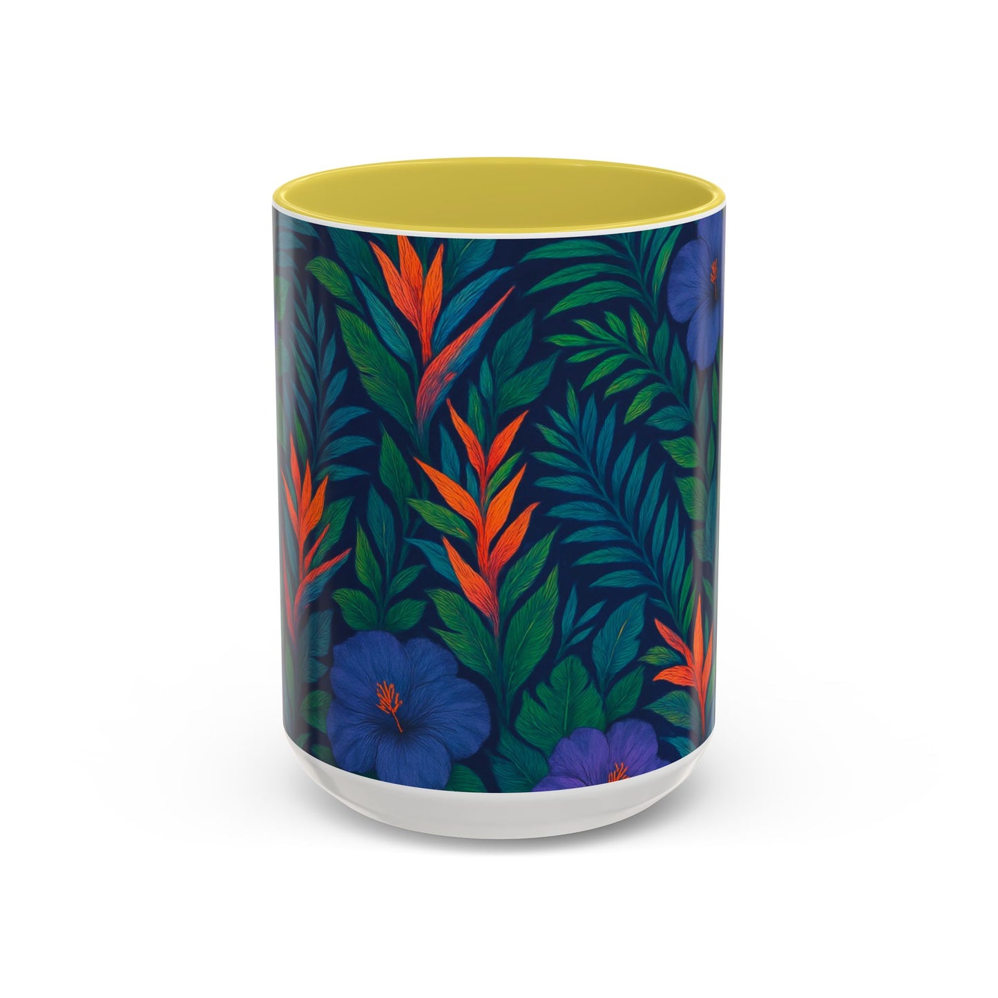 Vibrant Floral Coffee Mug - 11oz & 15oz / Midnight Flower Coral