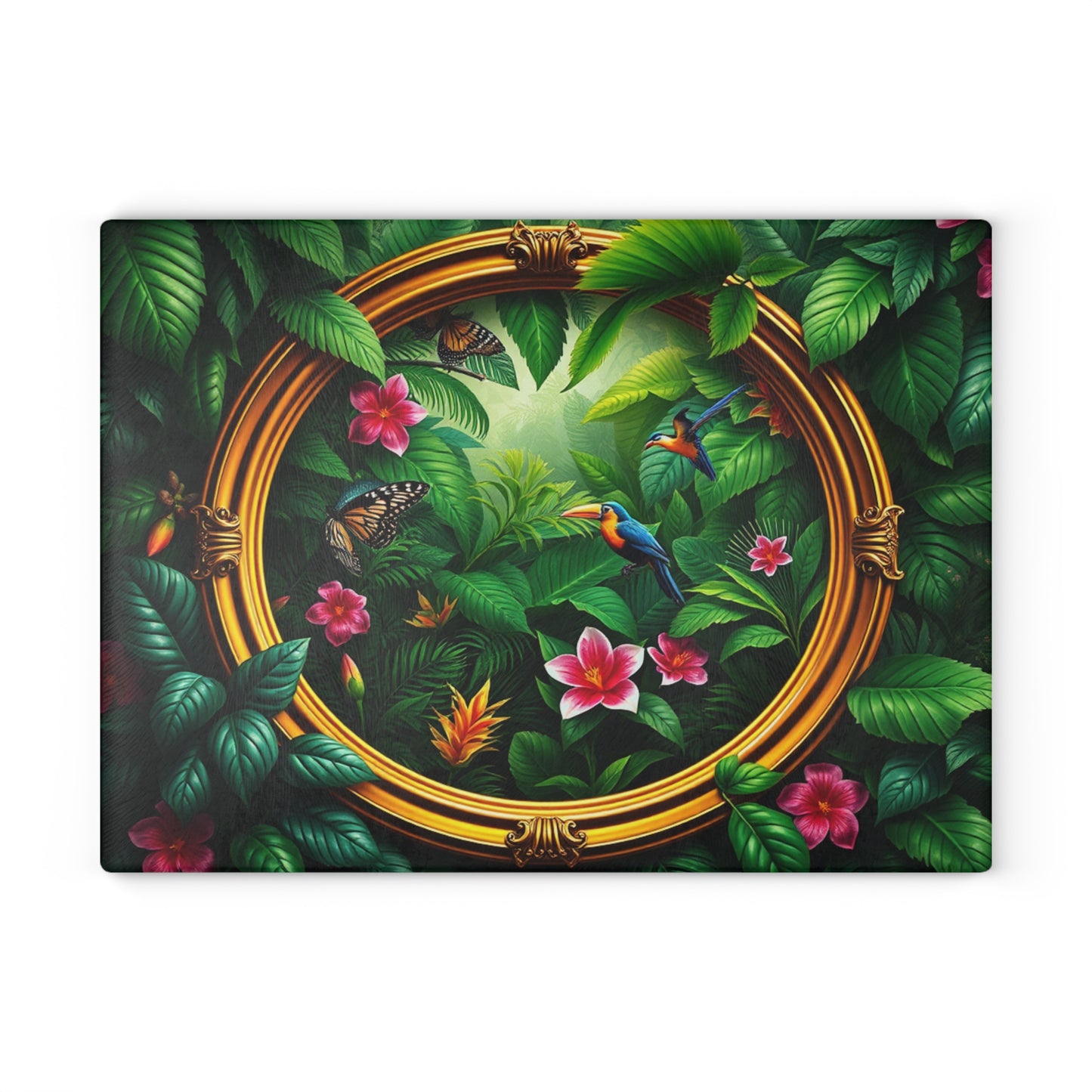 Glass Cutting Board, 2 sizes - Framed Rainforest