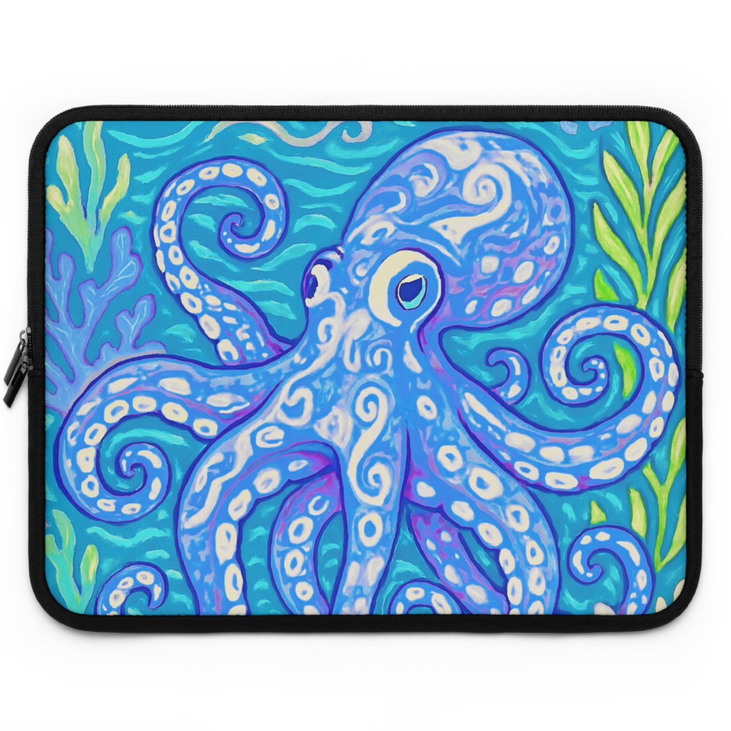 Tropical Laptop Sleeve, 5 Sizes - Perfect for Beach Lovers & Students / Octopus Kraken Joe, Blue